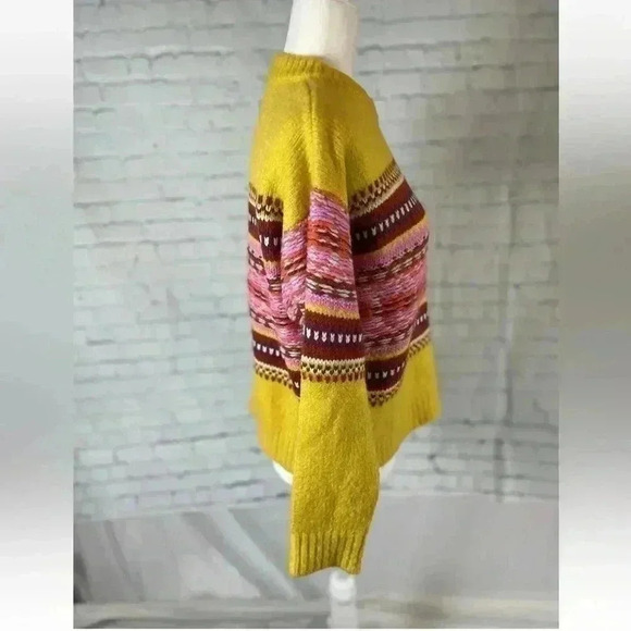 Forever 21 Bright Yellow Fair Isle Pullover Knit Sweater Woman’s Size S relaxed - Picture 5 of 15